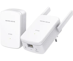 Maršrutizatorius Mercusys „AV1000 Gigabit Powerline WiFi“ rinkinys, 1000 Mbit/s, IEEE 802.11b, IEEE 802.11g, IEEE 802.11n, IEEE 802.3, IEEE 802.3u, „Gigabit Ethernet“, 10,100,1000 Mbit/s, „Wi-Fi 4“ (802.11n), 802.11b, 802.11g, „Wi-Fi 4“ (802.11n)