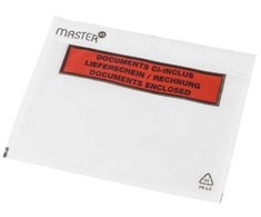 Master'In Važtaraščio kišenė iš perdirbto plastiko C6 su spauda 175x140mm 1000vnt./dėžutėje Plastikas40/Plastikas20/Popierius46