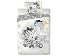 MCU Patalynė bawełniana 100x135 Zebra pilka poszewka 40x60 dziecięca do łóżeczka Faro 23