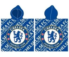 Rankšluostis MCU Poncho vaikams 60x120 Chelsea 1718 Londyn Herb Football Club mėlyna ręcznik su kapturem