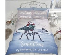 MCU Julemanden 'Santa's Coming to Town' sengetøj til dobbeltdyne, 220x230cm