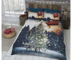 MCU Kalėdinė eglutė „Šiaurės pašvaistė“ patalynė vaikams su blizgučiais 200x200 cm