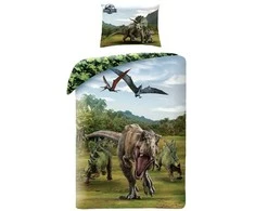 MCU Patalynė bawełniana 140x200 Jurassic World Park Jurajski dinozaury T-Rex moro 6237 poszewka 70x90 Kids 12 Halantex