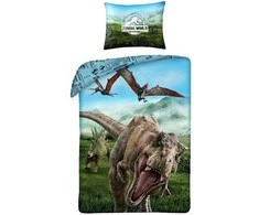 MCU Patalynė bawełniana 140x200 Jurassic World Park Jurajski dinozaury T-Rex poszewka 70x90 Kids 12 Halantex