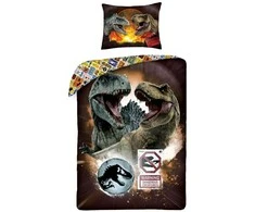 MCU Patalynė bawełniana 140x200 Dinozaury Jurassic World ruda poszewka 70x90 Kids 12 Halantex