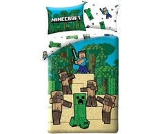 MCU Patalynė bawełniana 140x200 Minecraft gra mėlyna žalia poszewka 70x90 Kids 12 Halantex