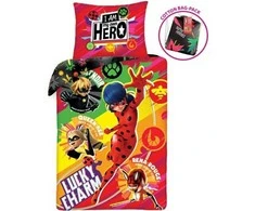 MCU Miraculous Ladybug ''Lucky Charm'' Sengetøj inkl. rygsæk, 100 bomuld