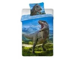 MCU Patalynė bawełniana 140x200 Dinozaur t rex 001 mėlyna poszewka 70x90