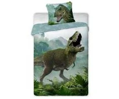 MCU Patalynė bawełniana 140x200 Dinozaur t rex 002 žalia poszewka 70x90