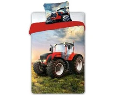 MCU Patalynė bawełniana 140x200 Traktor 2471 raudona pole wieś Turbo poszewka 70x90