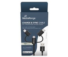 MediaRange 3-in-1 kabelis micro USB, USB-C ir Lightning