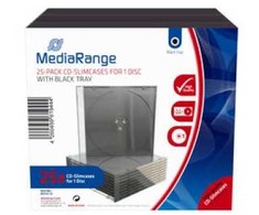 MediaRange CD ploni dėklai 1 diskui su juodu įdėklu, 25 vnt.