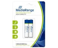 MediaRange MRBAT122, Įkraunama baterija, AAA, Nikelio-metalo hidrido (NiMH), 1,2 V, 2 vnt., 1000 mAh