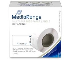 Etikečių spausdintuvas MediaRange ge taśma drukarska 28x89mm juoda-balta Dymo 99010/S0722370 130Stk