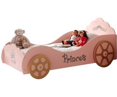 Megaleg Pinky Princess medinė automobilinė lova vaikams