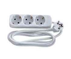 Mercodan Schuko lizdas, 3 lizdai, baltas, 1,5 m