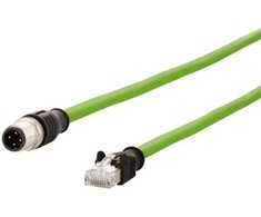 Metz CONNECT Kabelis połączeniowy M12 męski-RJ45 męski, 4-biegunowy su kodem D, prosty, łańcuch nadążny, moment sukamasis, 1 m (142M4D15010)