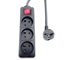 MicroConnect 3 padėčių maitinimo laido įjungimo/išjungimo jungiklis, prancūziškas E tipo, 1,5 m