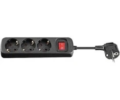 „Microconnect GRU0033B“, 3 m, Vidaus sąlygoms, F tipo, F tipo, Juoda, 3 kintamosios srovės lizdai