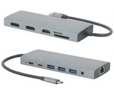 Mobilis 020028 doko stotelė Przewodowa USB 3.2 Gen 1 (3.1 Gen 1) Type-C Pilka