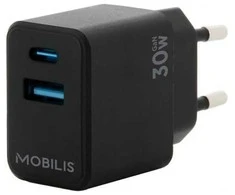 Mobilis SIENINIS KROVITUKAS - 30W - 1 USB A +/1 USB C - GAN