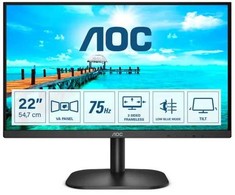 Monitorius AOC B2 22B2H/EU, 54.6 cm (21.5"), 1920 x 1080 pikselių, Full HD, LED, 4 ms, Juodas