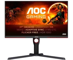 Monitorius AOC G3 Q27G3XMN/BK, 68.6 cm (27"), 2560 x 1440 pikselių, 2K Ultra HD, LED, 1 ms, Juodas, Raudona