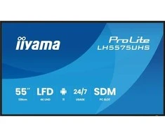 Monitorius „IIYAMA LH5575UHS-B2AG“ 55 colių 3840x2160 UHD IPS panelė, migla, 25 procentai, 500 cd/m², horizontaliai ir vertikaliai.