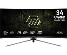 Monitorius MSI MAG 345CQRF E20, 86,4 cm (34"), 3440 x 1440 pikselių, UltraWide Dual Quad HD, 0,5 ms, Juodas