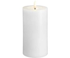 Lumarko Moods &amp; More MM LED pillar candle, Silk, Melted, Classic baltas, 74x150 mm
