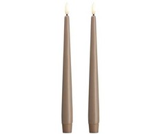 Usorteret Moods &amp; More MM LED taper candle, Silk, Slim, Sand, 2-pack, 23x250 mm