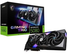 MSI GeForce RTX 5080 16G GAMING TRIO OC - Vaizdo plokštė - GeForce RTX 5080 - 16 GB GDDR7 - PCI Express 5.0 - 3 x DisplayPort, HDMI - Juoda