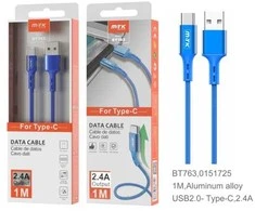 MTK USB-C laidas - 2 AMP - 1 M - Mėlynas