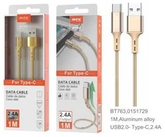 MTK USB-C kabelis - 2 AMP - 1 M - Auksinis