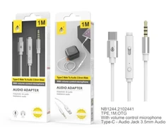MTK USB-C į mini jack kabelis su mikrofonu ir garsumo reguliavimu – 1 metras