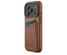 Mujjo Wallet Odinis dėklas - etui skórzane do iPhone 17 Pro kompatybilne su MagSafe (tan)