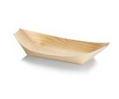 Multi Vienkartinė valties formos dėklas 245x120x25 mm natūrali mediena 12 vnt. x 100 vnt./kartonas