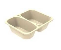 Multi Dviejų skyrių padėklas 2227-2I 227x178x60 mm 850/640 ml CPET kreminis, 288 vnt./dėžėje