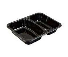 Multi Padėklas 2 skyrių 2227-2K 227x178x43 mm CPET juodas OMPAK 4 vnt. x 90 vnt./kartonas, 4 pakuotės x 90 vnt./kartonas