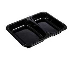 Abena 2 skyrių dėklas 2227-2L 330/440 ml 227x178x30 mm CPET juodas, 360 vnt./dėžėje