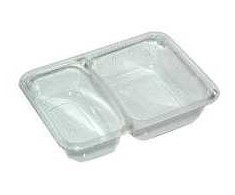 Multi Padėklas 2 skyrių K-2171-2B 215/315 ml 171x127x38 mm skaidrus APET, 816 vnt./dėžėje