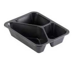 Multi Caterline dėklų padėklas su 3 skyriais 227x178x50 mm PP juodas, 216 vnt./dėž.