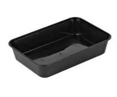 Multi Padėklas 500 ml 175x120x35 mm makaronų dubenėlis mikrobangų krosnelei PP juodas 50 vnt.