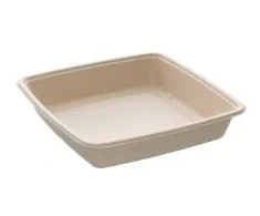 Multi BePulp kvadratinė dėklė 1400 ml, ilgis 230 x plotis 230 x aukštis 45 mm, iš cukranendrių išspaudų, be PFAS, natūrali, 6 pakuotės x 75 vnt./kartonas