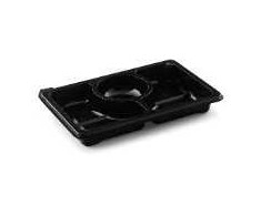 Multi Zen Tapas dėklas 3 skyrių stačiakampis 312/312/130ml, L250xW166xH32mm RPET juodas, 60 vnt. x 1 vnt./ps