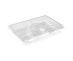 Multi Padėklas Zen Tapas 3 skyrių stačiakampis 312/312/130ml I250xP166xA33mm RPET skaidrus, 60 vnt.