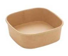 Multi Kvadratinė dubenėlis 130x130x43 mm 400 ml kraft su PE rudos spalvos, 6 pakeliai x 50 vnt./dėžėje