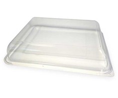Multi Lid K 534501-1 34,5x26,5x6,4 cm mažas kvadratinis permatomas APET 45398, 140 vnt. dėžėje