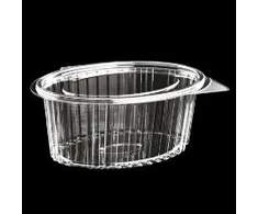 Multi Vienkartinė lėkštė Catersource 1000 ml 145x190x82 mm ovali su atlenkiamu dangteliu RPET permatoma 100 vnt.