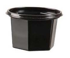 Multi Padažo indelis Catersource 75 ml Ø68x43 mm APET juodas, 10 vnt. x 96 vnt. x 1 vnt./kartonas